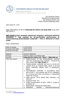 ACTIVE ISO 22197-1: removal of nitric oxide (NO)